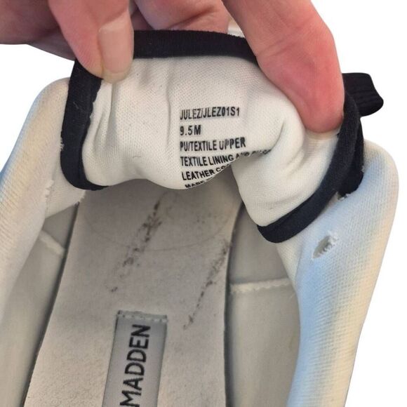 Steve Madden Women's White/Tan/Black Faux Leather Julez Platform Tea Sneakers - Picture 4 of 12